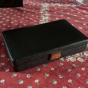Scully and Scully Elegant Black Pebbled Leather Jewelry Box/case 11x7
